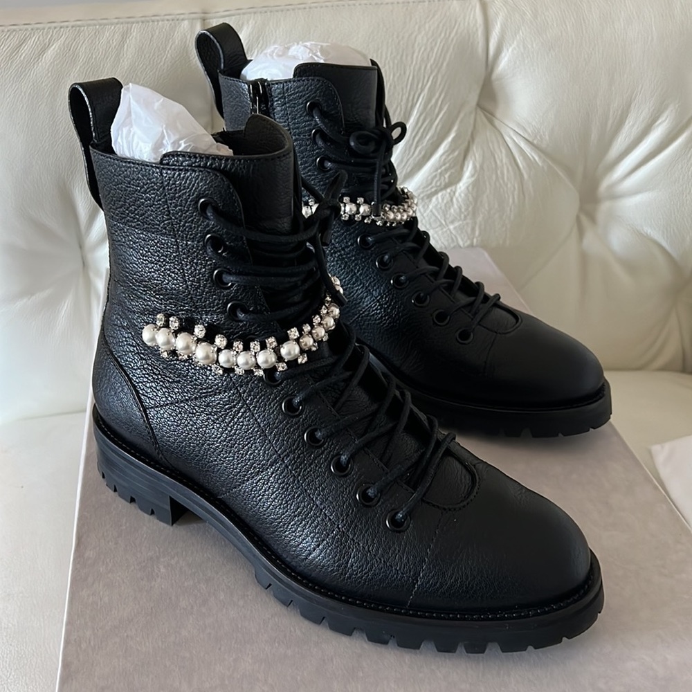 Jimmy Choo Cruz Flat Booties w/ Crystal Strap